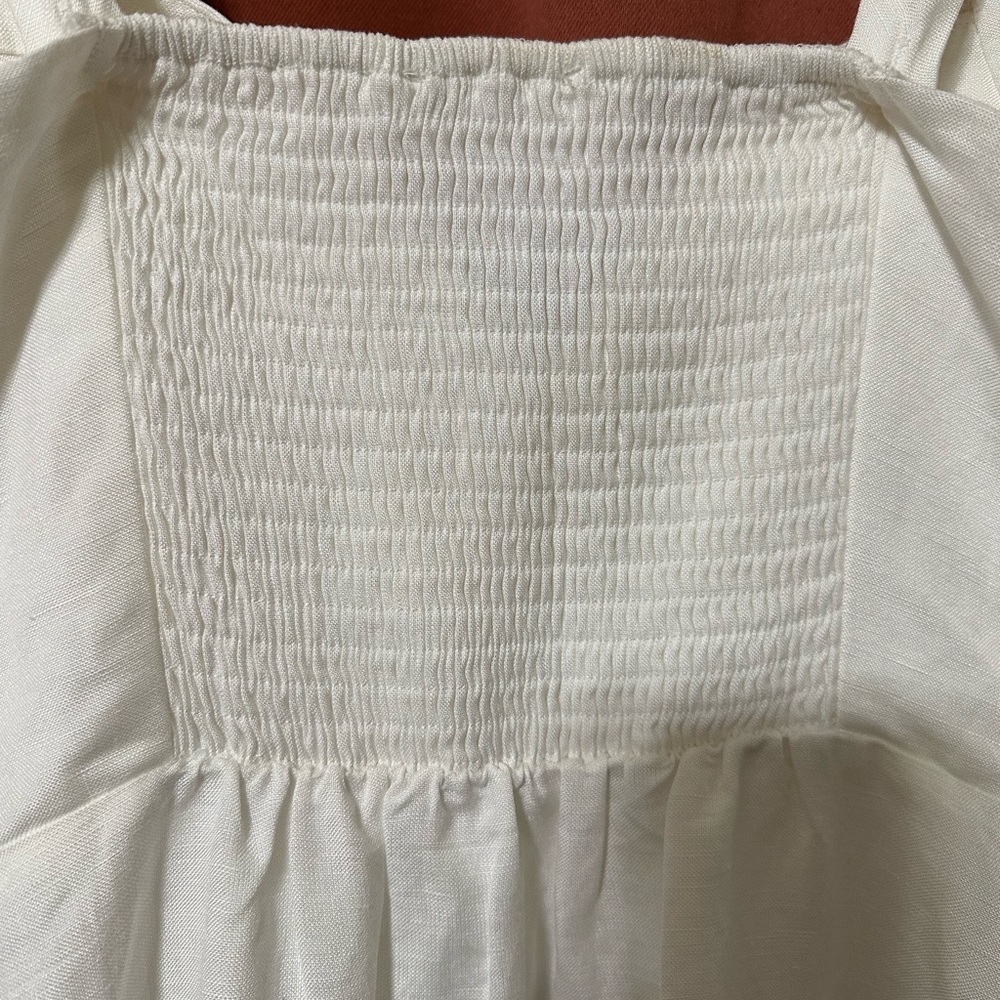 ASTR Estella Corset Midi Dress White Linen Slit Womens Size Medium - Picture 9 of 13